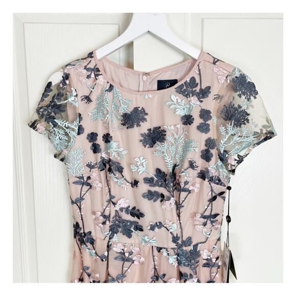 Adrianna Papell Abigail Embroidered Mesh S/S Dress NWT - Picture 3 of 11